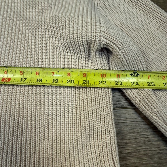 Edikted Chunky Quarter Zip Ribbed Cream Sweater Slouchy Size L Cozy Pullover - Picture 7 of 11